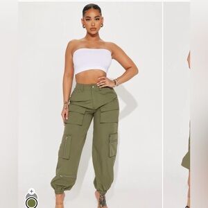 Fashion Nova Olive Utility Joggers